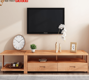 KỆ TIVI GỖ SỒI TỰ NHIÊN THIẾT KẾ ĐẸP QN12