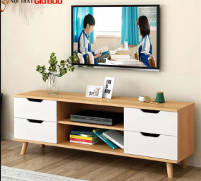 KỆ TIVI GỖ CÔNG NGHIỆP DÁNG CHÂN CAO QN22