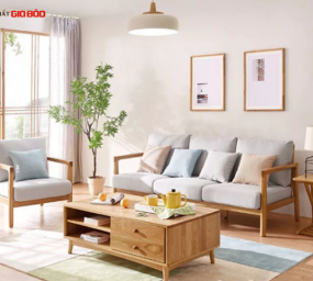 GHẾ SOFA PHÒNG KHÁCH BỌC NỈ GỖ TỰ NHIÊN GB-8295