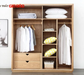 TỦ ĐỰNG QUẦN ÁO GIA ĐÌNH GỖ SỒI TỰ NHIÊN HIỆN ĐẠI GB-5756