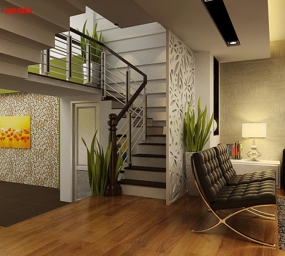 VÁCH NGĂN GỖ CẦU THANG ĐẸP GHO-517
