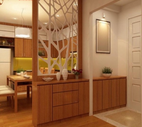 VÁCH NGĂN GỖ PHÒNG KHÁCH VÀ BẾP ĐẸP GHO-515