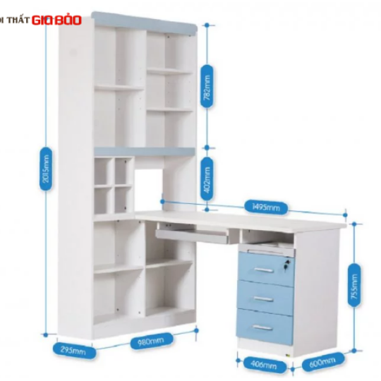 BÀN HỌC GỖ CÔNG NGHIỆP THIẾT KẾ LIỀN GIÁ SÁCH GB-4842