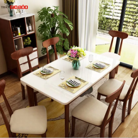 BÀN ĂN GIA ĐÌNH BẰNG GỖ PHONG CÁCH THANH LỊCH GB-4734