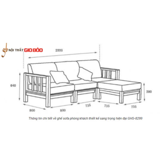GHẾ SOFA PHÒNG KHÁCH THIẾT KẾ SANG TRỌNG HIỆN ĐẠI GB-8299