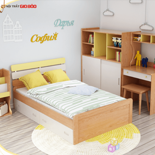 GIƯỜNG NGỦ CHO BÉ BẰNG GỖ TỰ NHIÊN GB-9054