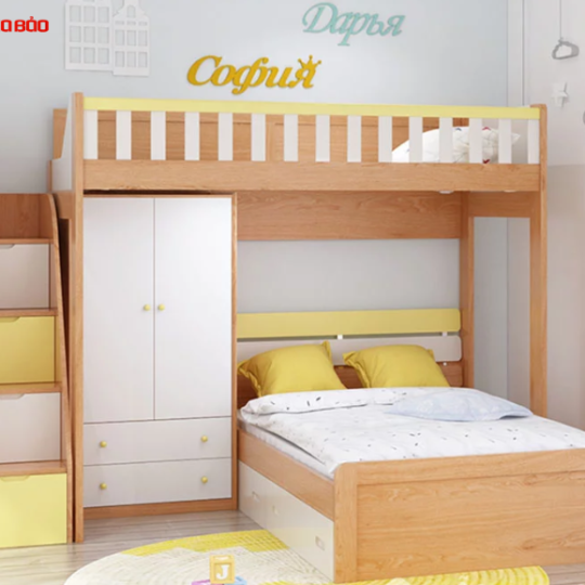 GIƯỜNG NGỦ CHO BÉ BẰNG GỖ TỰ NHIÊN GB-9054
