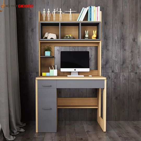 BÀN HỌC LIỀN GIÁ SÁCH GỖ CÔNG NGHIỆP ĐẸP HIỆN ĐẠI GBH-4838