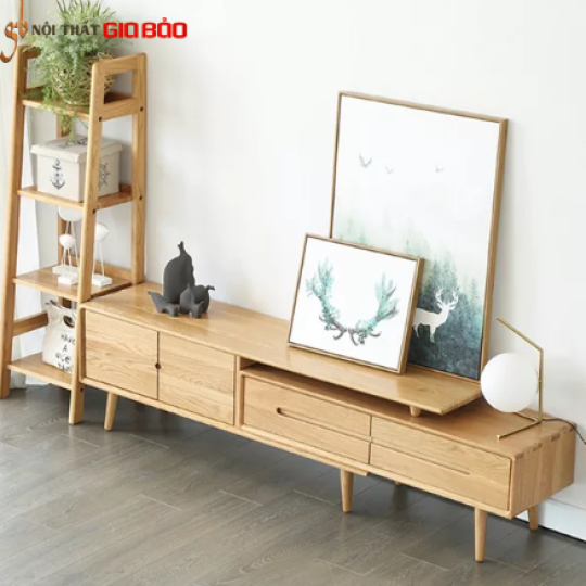 KỆ TIVI GỖ SỒI TỰ NHIÊN THIẾT KẾ THÔNG MINH QN05