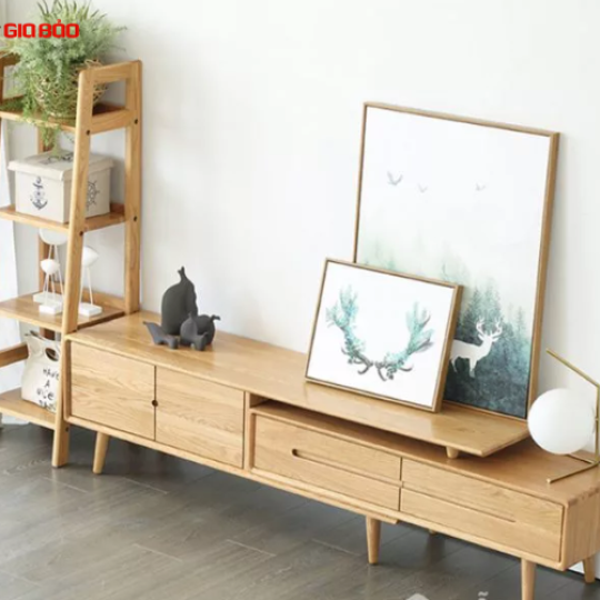 KỆ TIVI GỖ SỒI TỰ NHIÊN THIẾT KẾ THÔNG MINH QN05