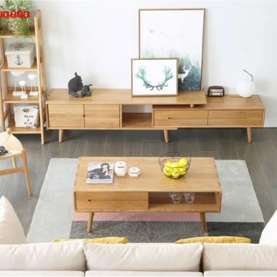 KỆ TIVI GỖ SỒI TỰ NHIÊN THIẾT KẾ THÔNG MINH QN05
