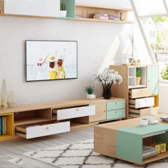 KỆ TIVI PHÒNG KHÁCH GỖ CÔNG NGHIỆP THIẾT KẾ ẤN TƯỢNG GBK-17