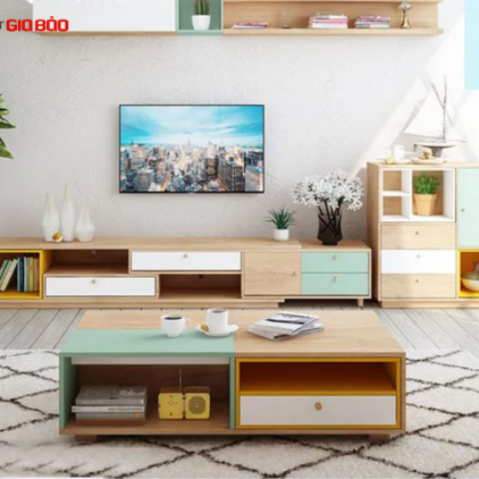 KỆ TIVI PHÒNG KHÁCH GỖ CÔNG NGHIỆP THIẾT KẾ ẤN TƯỢNG GBK-17