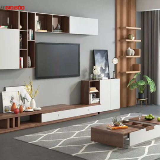KỆ TIVI GỖ CÔNG NGHIỆP DÁNG THẤP CHO PHÒNG NGỦ QN13