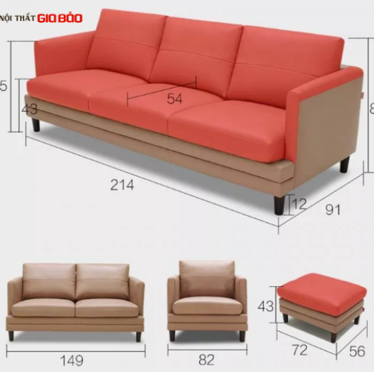 GHẾ SOFA DA NHẬP KHẨU ĐẲNG CẤP CHO PHÒNG KHÁCH GB-8277