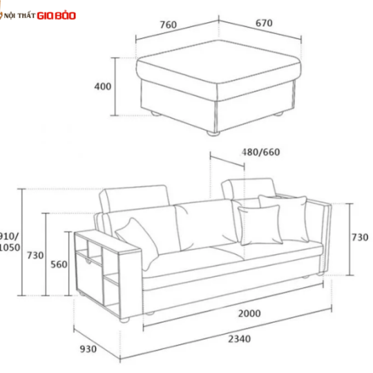 GHẾ SOFA HIỆN ĐẠI CÓ THIẾT KẾ TIỆN DỤNG GB-8289