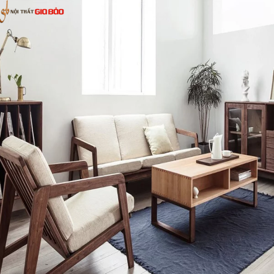 GHẾ SOFA HIỆN ĐẠI PHÒNG KHÁCH GIA ĐÌNH GỖ TỰ NHIÊN GB-8296