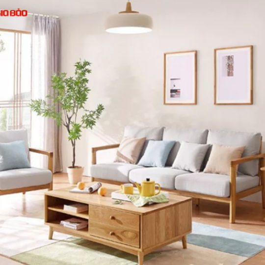 GHẾ SOFA PHÒNG KHÁCH BỌC NỈ GỖ TỰ NHIÊN GB-8295