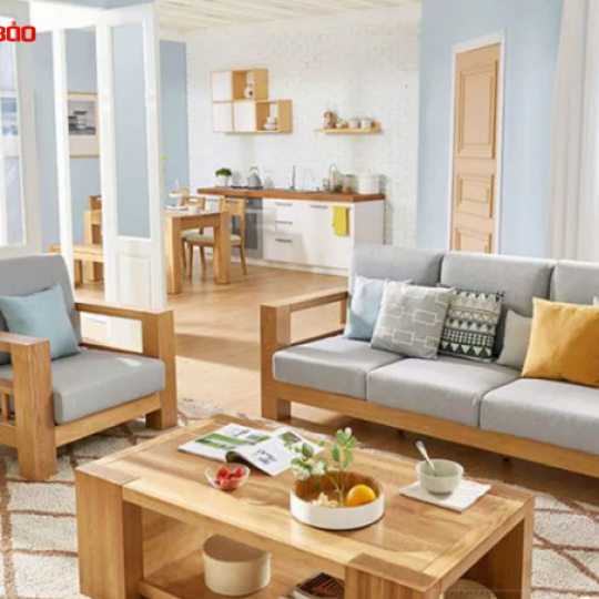 GHẾ SOFA BẰNG GỖ TỰ NHIÊN CHO PHÒNG KHÁCH GB-8288