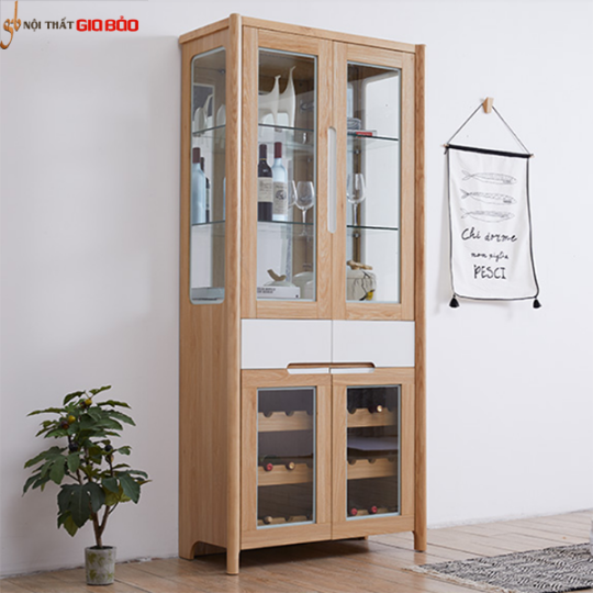 TỦ RƯỢU PHÒNG KHÁCH GỖ SỒI TỰ NHIÊN GHS-5580