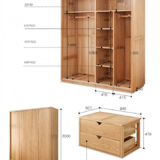 TỦ ĐỰNG QUẦN ÁO GIA ĐÌNH GỖ SỒI TỰ NHIÊN HIỆN ĐẠI GB-5756