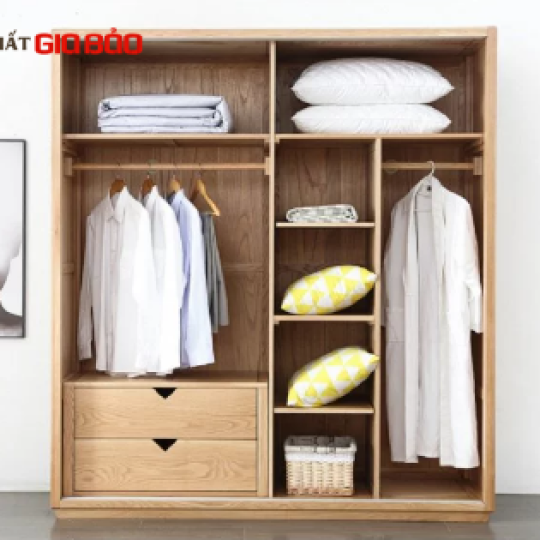 TỦ ĐỰNG QUẦN ÁO GIA ĐÌNH GỖ SỒI TỰ NHIÊN HIỆN ĐẠI GB-5756