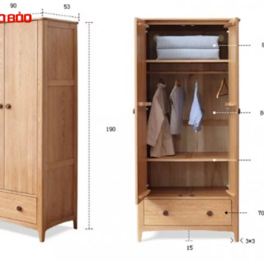 TỦ ĐỰNG QUẦN ÁO GỖ SỒI TỰ NHIÊN ĐẸP HIỆN ĐẠI GB-5759