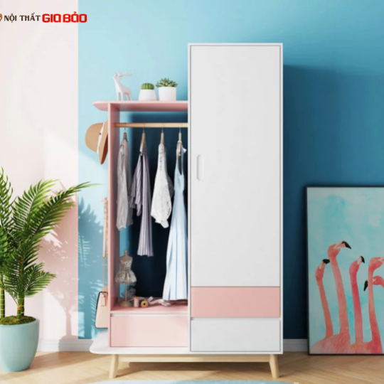 TỦ GỖ ĐỰNG QUẦN ÁO GIA ĐÌNH THIẾT KẾ ĐẸP HIỆN ĐẠI GB-5763
