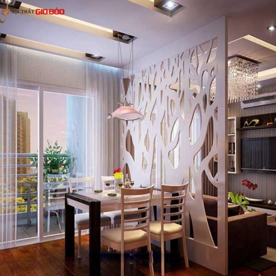 VÁCH NGĂN GỖ PHÒNG KHÁCH VÀ BẾP ĐẸP GHO-522