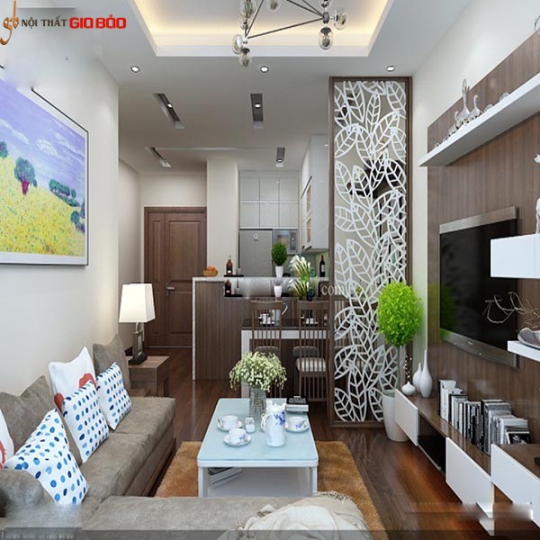 VÁCH NGĂN GỖ PHÒNG KHÁCH VÀ BẾP GHO-547