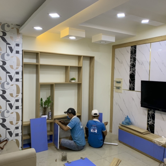 Hình ảnh thi công nội thất phòng khách