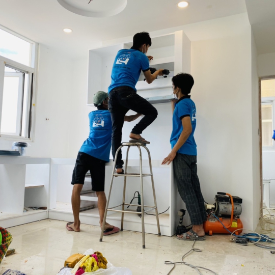Hình ảnh thi công nội thất phòng bếp