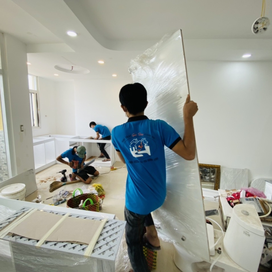 Hình ảnh thi công nội thất phòng bếp