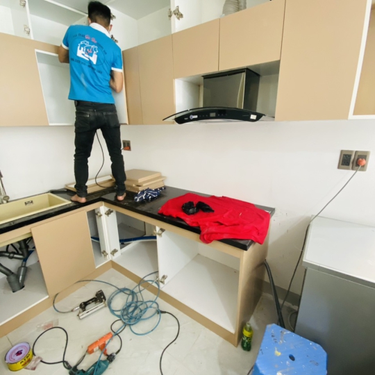Hình ảnh thi công nội thất phòng bếp
