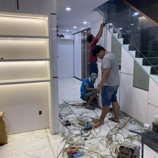 Hình ảnh thi công nội thất phòng khách