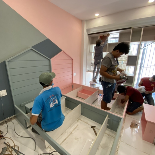 Hình ảnh thi công nội thất phòng ngủ