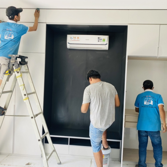 Hình ảnh thi công nội thất phòng khách