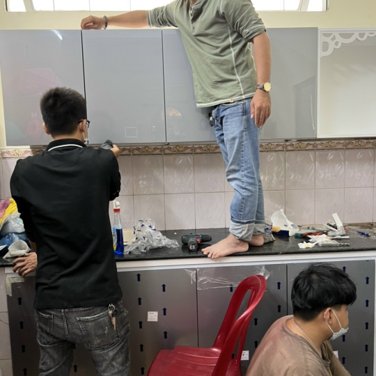 Hình ảnh thi công nội thất phòng bếp